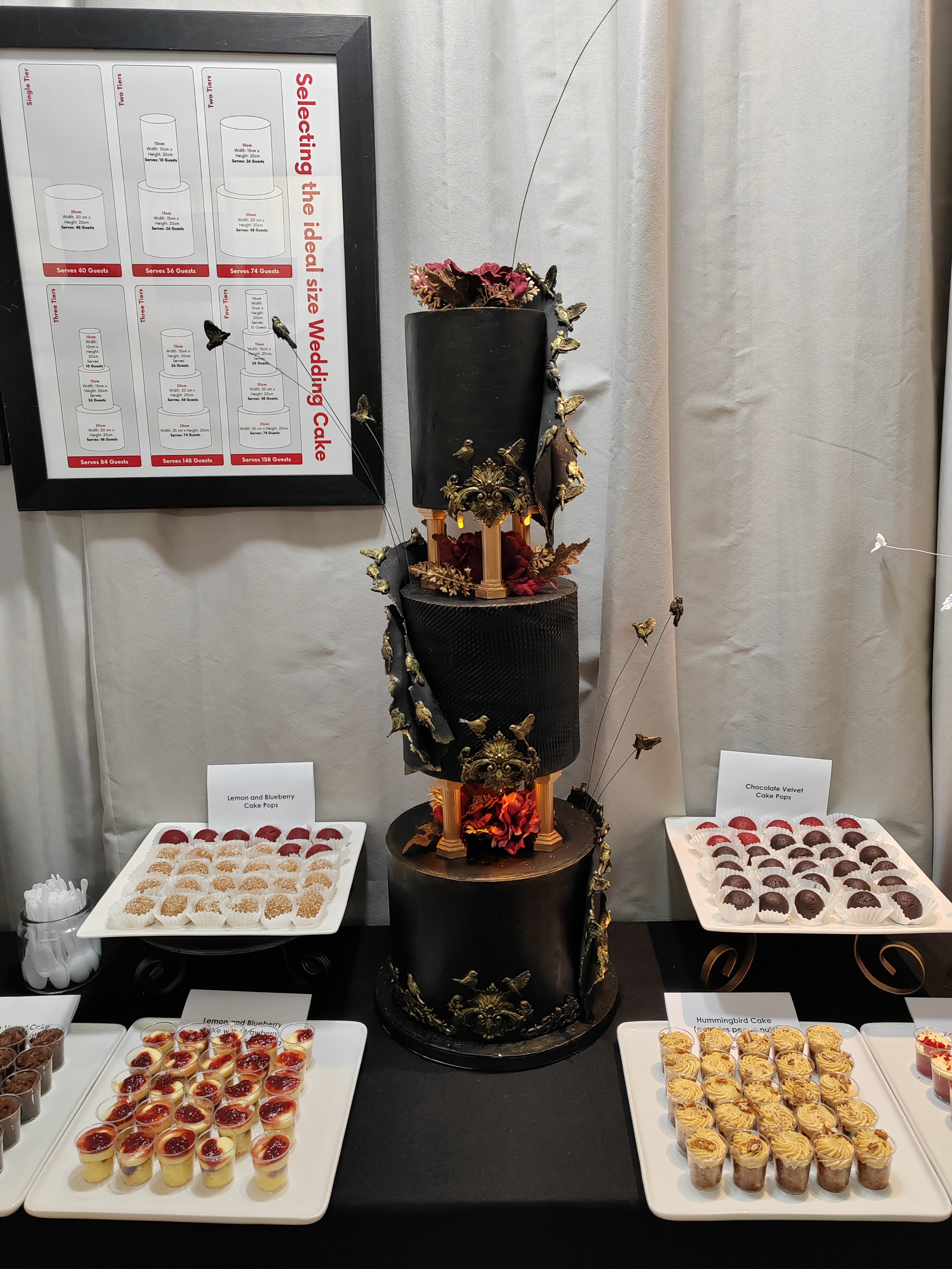 3 Tier Black Wedding Cake
